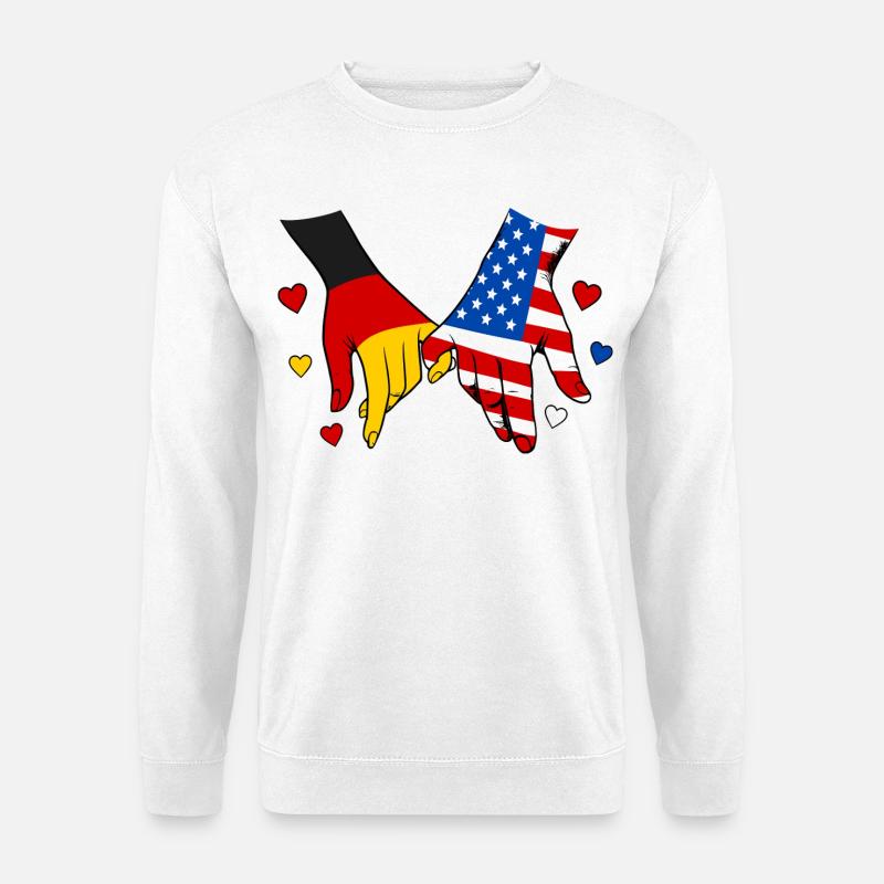 Deutschland USA Flagge Händehalten - Unisex Pullover - Weiß