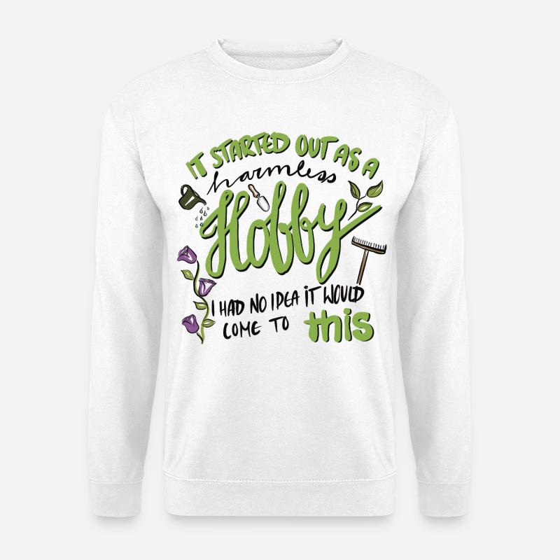 Gartenhobby mit Leidenschaft - handgezeichnet - Unisex Pullover - Weiß
