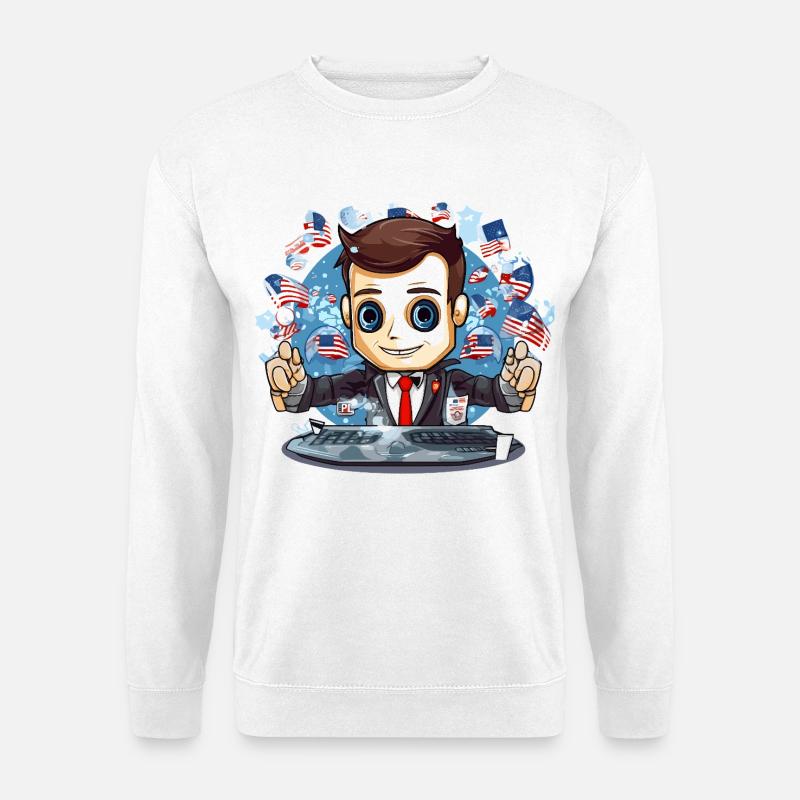 Amerikanische Flaggen TechDJ Motiv - Unisex Pullover - Weiß