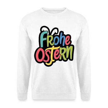 Frohe Ostern Bunny Typo Farbspiel - Unisex Pullover - Weiß - Vorne