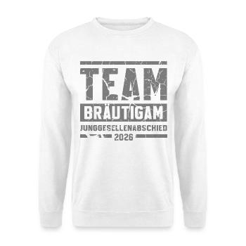 JGA 2026 Team Brautigam Junggesellenabschied - Unisex Pullover - Weiß - Vorne - Alina (178cm) & Michal (187cm)