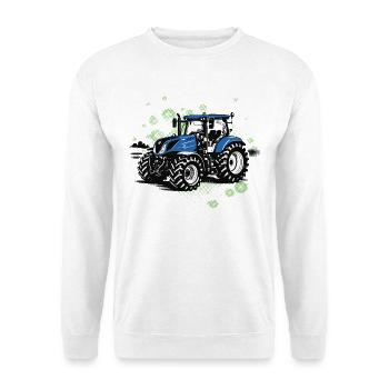 Blauer Traktor – Vintage Halftone Trekker - Unisex Pullover - Weiß - Vorne