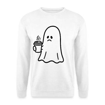 Geist Kaffee Halloween Süßes oder Saures - Unisex Pullover - Weiß - Vorne