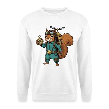 Squirrel Steampunk Aviator Jetpack-Kompass - Unisex Pullover - Weiß - Vorne