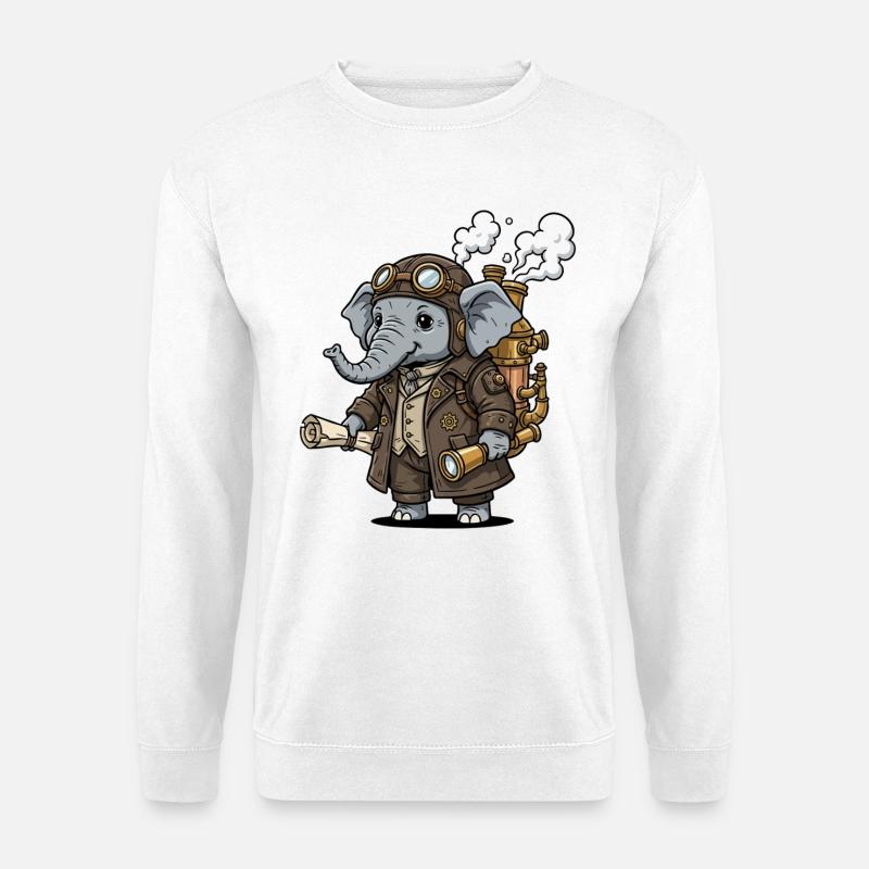 Elephant Explorer Steampunk Steampunk Retro - Unisex Sweatshirt - white
