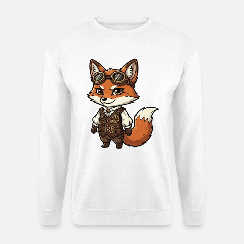 Fox Steampunk Weste Gears Süßer Flieger - Unisex Pullover - Weiß