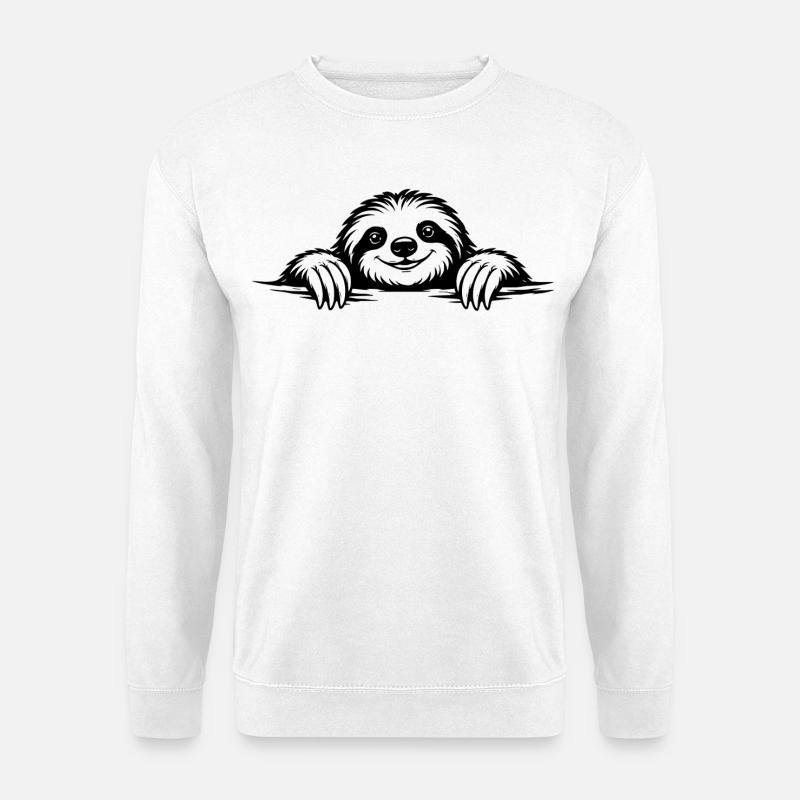 Faultier in chilliger Pose - Unisex Pullover - Weiß