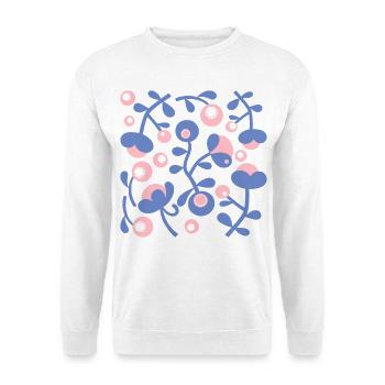 Abstrakte Pfingstrosen L Rose Blau Weiß - Unisex Pullover - Weiß - Vorne
