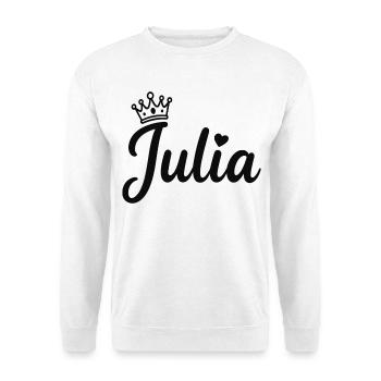 Julia Name Krone Herz Kalligraphie personalisiert - Unisex Pullover - Weiß - Vorne