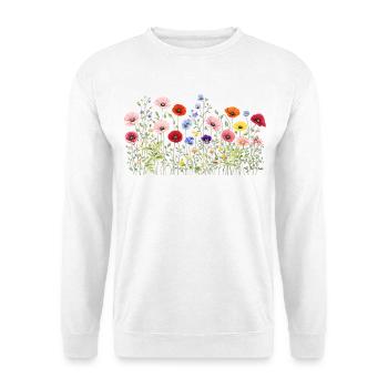 Wildflowers meadow with natural watercolor flowers - Unisex Sweatshirt - white - Front