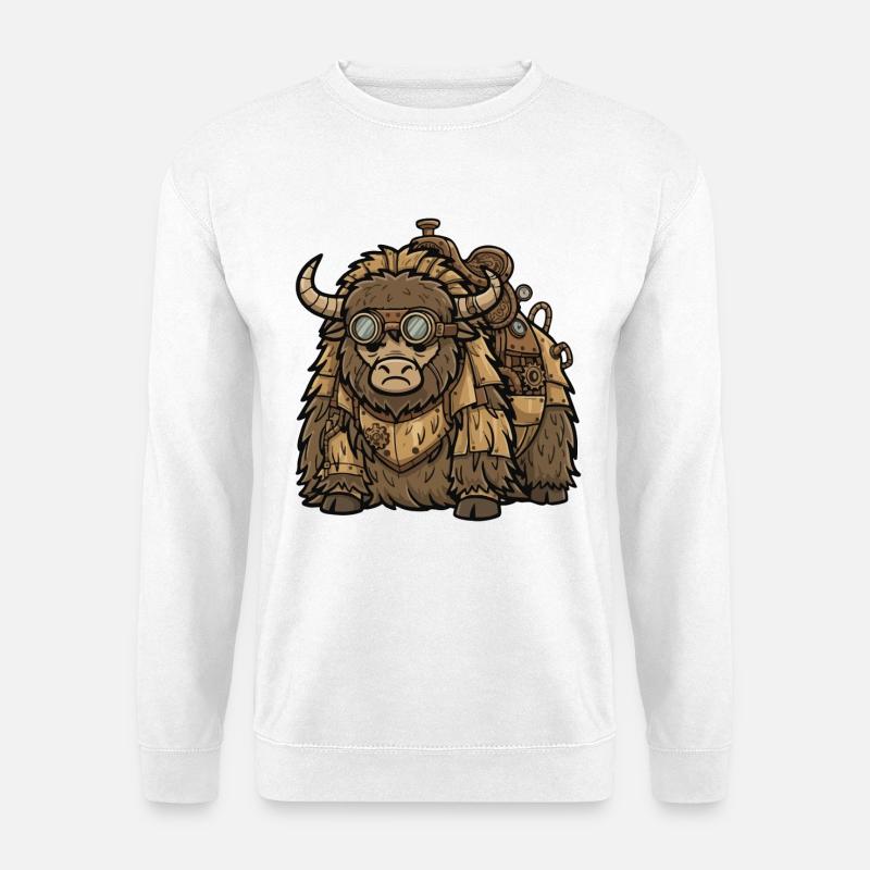 Steampunk Transport-Yak-Rüstung und Gepäck - Unisex Pullover - Weiß