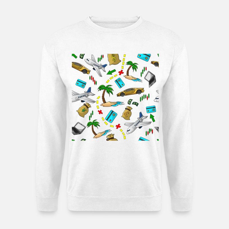 Reisegeld Muster - Unisex Pullover - Weiß