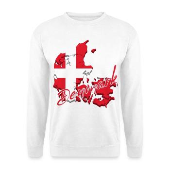 Map with the flag of Denmark, I love Denmark - Unisex Sweatshirt - white - Front