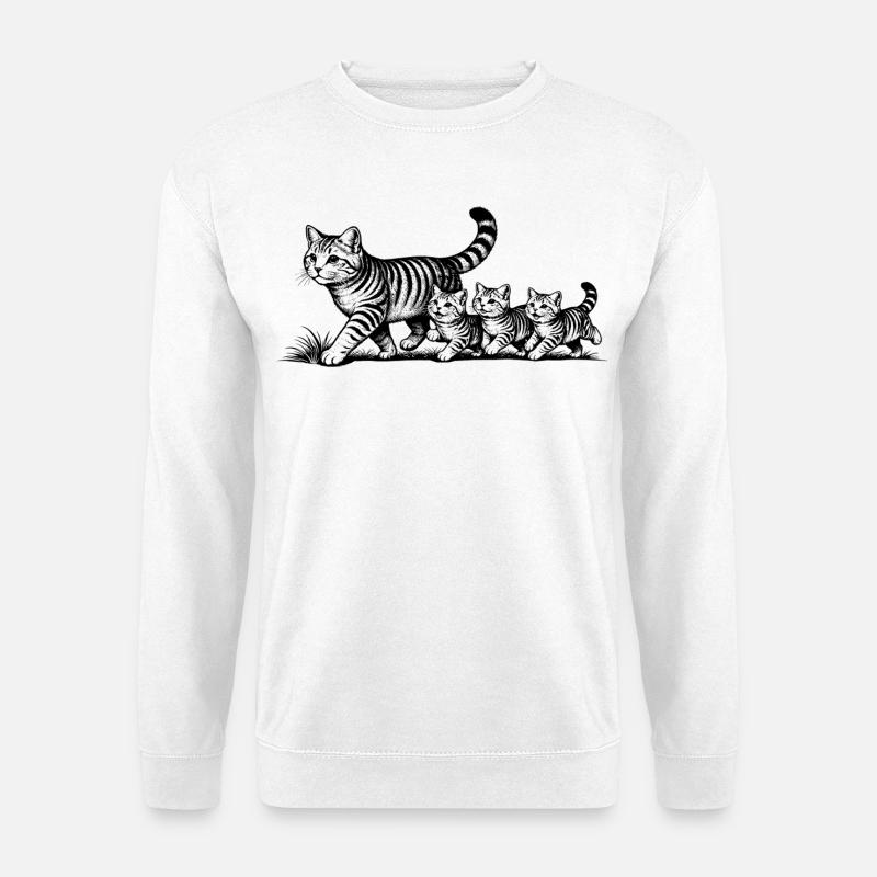 Mère chatte avec 3 chatons noirs - Sweat-shirt Unisexe - blanc