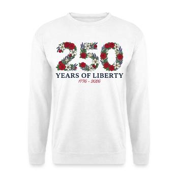 USA 250-jähriges Jubiläum Floral Patriotic - Unisex Pullover - Weiß - Vorne