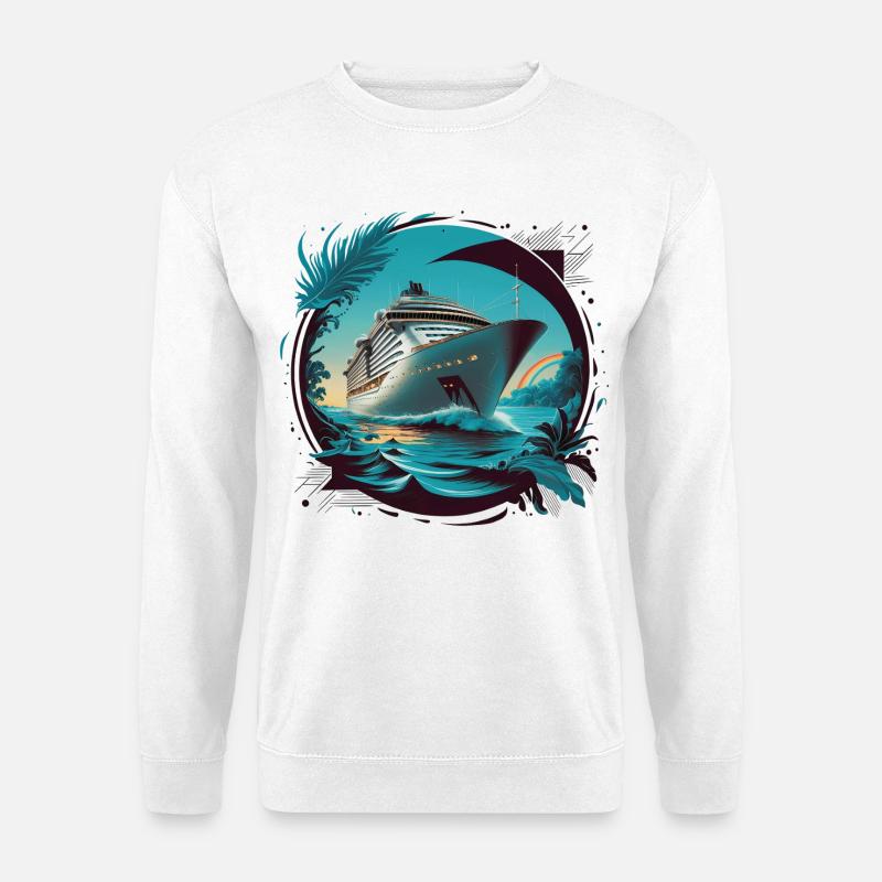 Kunstdruck von Kreuzfahrtschiffen - Unisex Pullover - Weiß