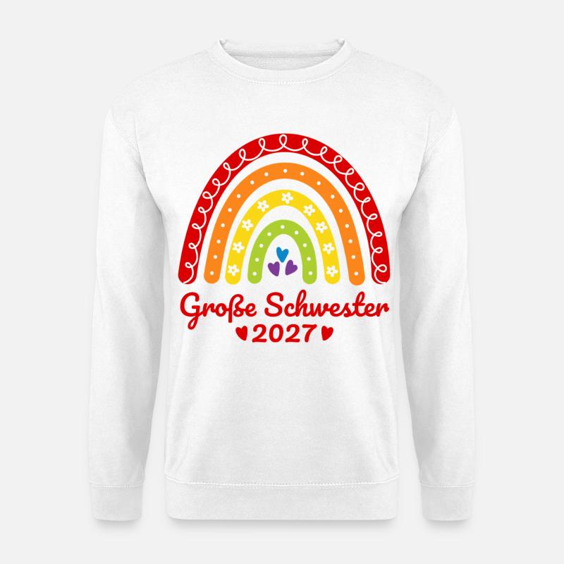 Große Schwester 2027 Boho Regenbogen bunt - Unisex Pullover - Weiß
