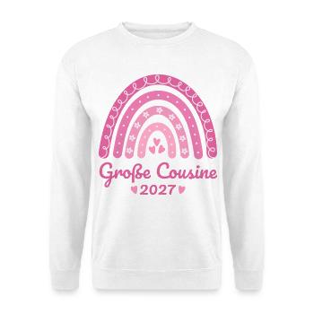 Große Cousine 2027 Boho Regenbogen rosa - Unisex Pullover - Weiß - Vorne