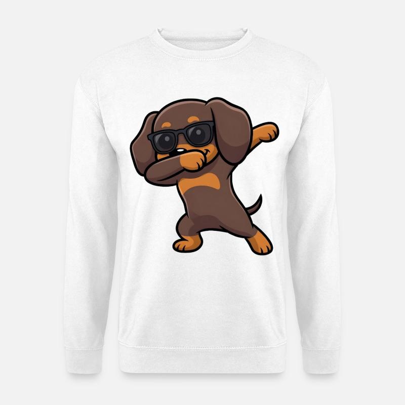 Dabbing Dackel aka Dachshund - Unisex Sweatshirt - white