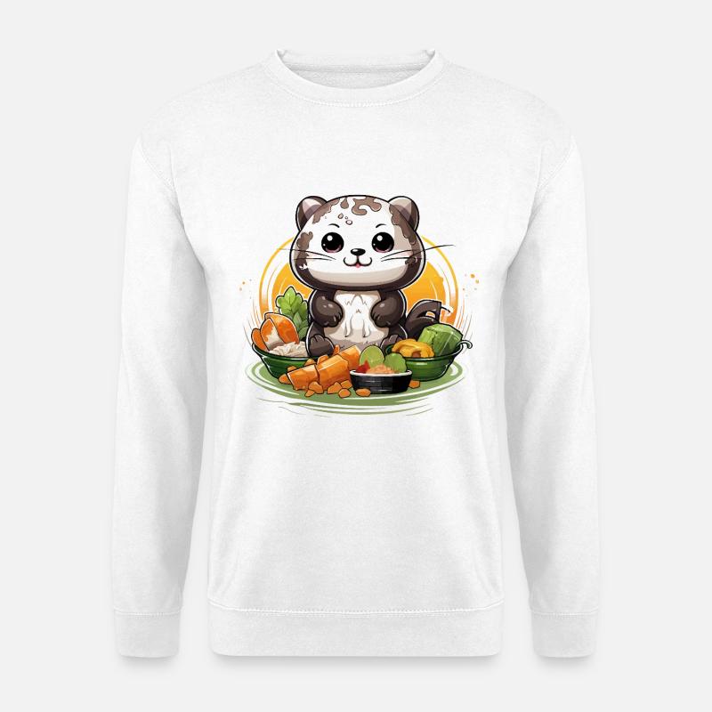 Küchenpanda beim Festessen - Unisex Pullover - Weiß