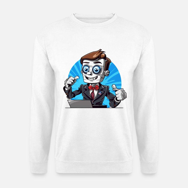 Roboter-Streamer im Anzug - Unisex Pullover - Weiß