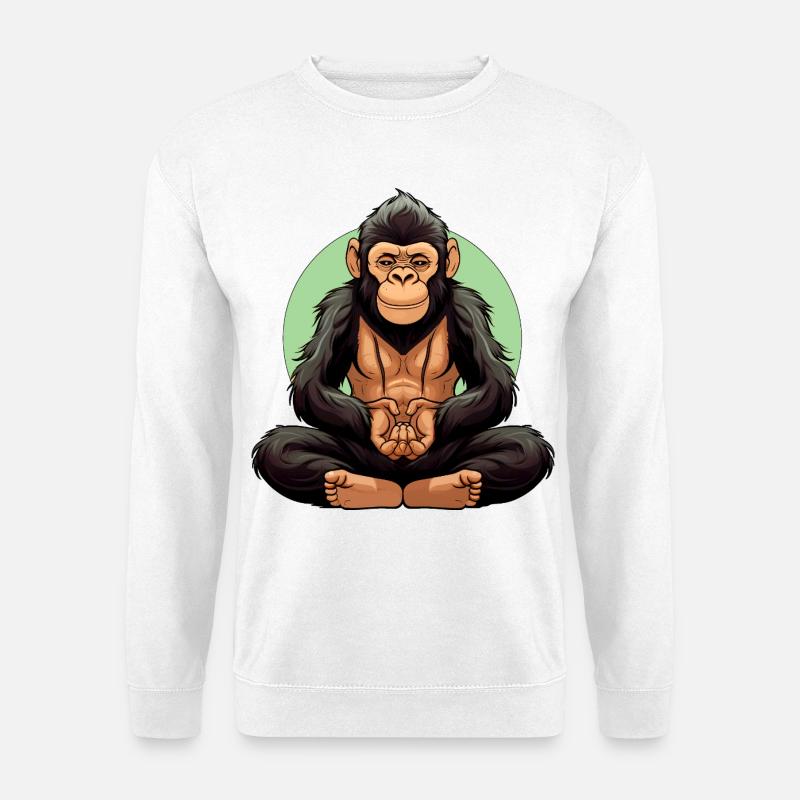 Affen Yoga / Yogi Affe - Unisex Pullover - Weiß