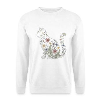 Floral Cat Silhouette Cat Mom Plant Mom V - Unisex Pullover - Weiß - Vorne