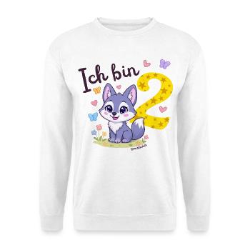 Ich bin 2 Jahre alt – Niedliches Wolf Geburtstag - Unisex Pullover - Weiß - Vorne