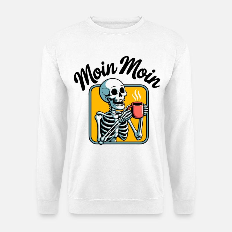 Erst Kaffee Skelett - Unisex Pullover - Weiß