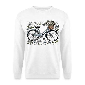 Vintage Fahrrad mit Blütenkorb - Unisex Pullover - Weiß - Vorne
