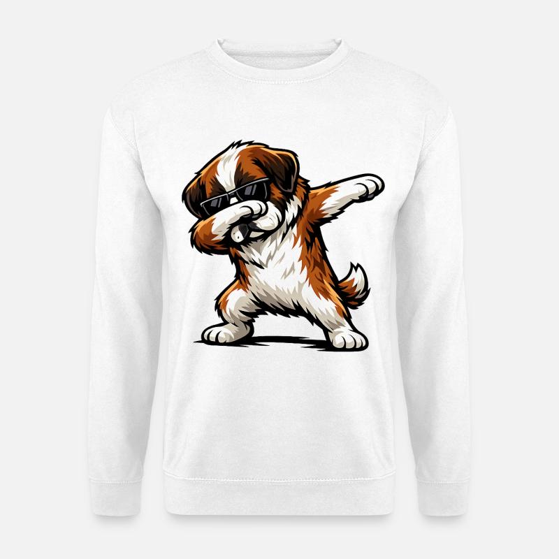 Dabbing Bernhardiner - Unisex Pullover - Weiß