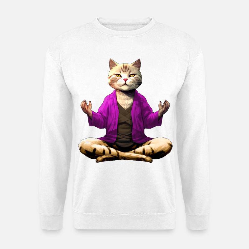 Katze Yogi - Unisex Pullover - Weiß