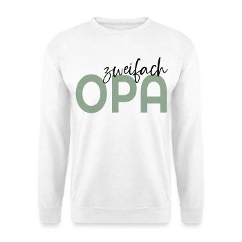 Baby Zweifach Opa - Unisex Pullover - Weiß - Vorne - Alina (178cm) & Michal (187cm)