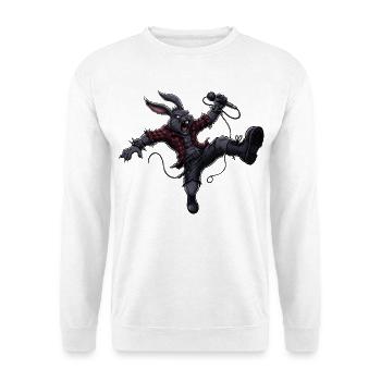Heavy Metal Osterhase Rocker Ostern Hardcore Hase - Unisex Pullover - Weiß - Vorne