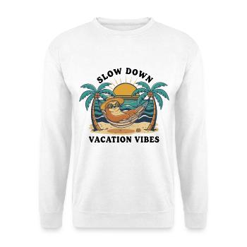 Faultier-Faultier-Hängematte – Slow Down Urlaubsstimmung - Unisex Pullover - Weiß - Vorne