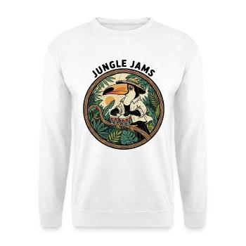 Toucan Jungle jammet Bongo-Schlagzeuger Retro - Unisex Pullover - Weiß - Vorne