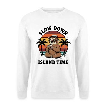 Faultier verlangsamt Inselzeit Kokosnuss-Chill - Unisex Pullover - Weiß - Vorne