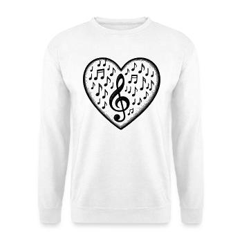 Musique Clé de cœur son d’amour - Sweat-shirt Unisexe - blanc - Devant