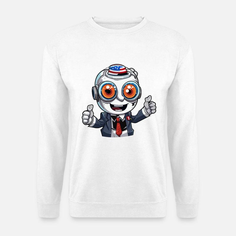 Robot mascot with flag hat - Unisex Sweatshirt - white