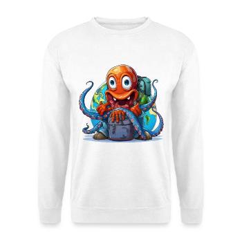 Reise-Oktopus mit Weltkugel - Unisex Pullover - Weiß - Vorne