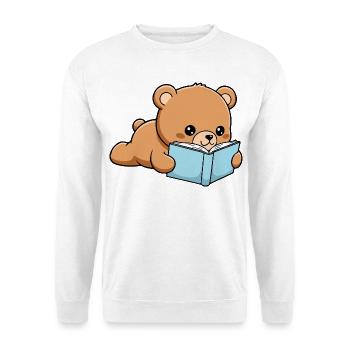 Book Bear Funny Bear reading Book - Unisex Sweatshirt - white - Front
