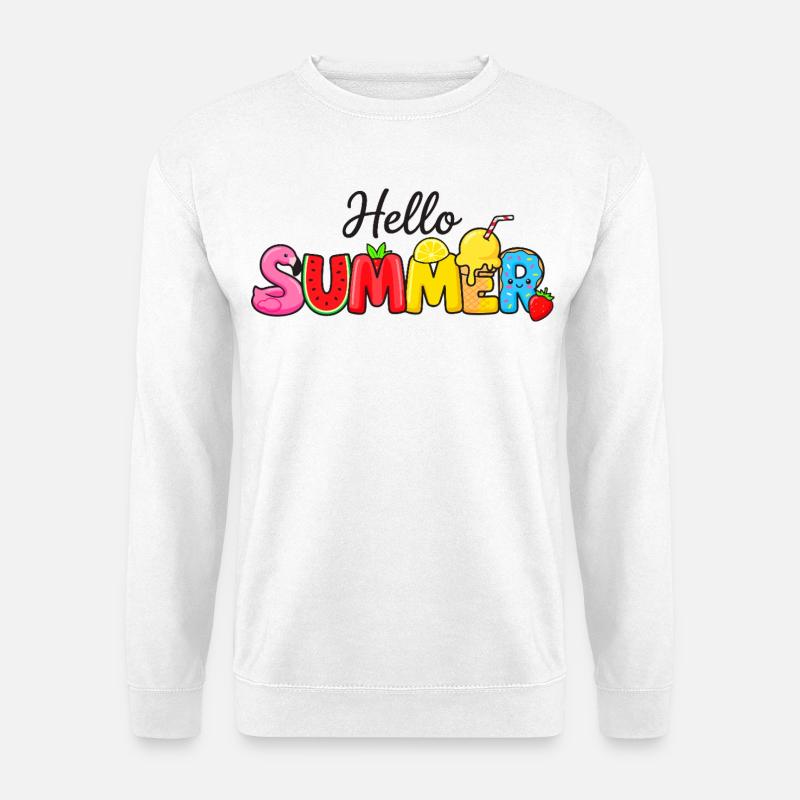 Hello Summer Obstbuchstaben - Unisex Pullover - Weiß