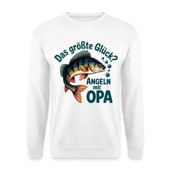 Das größte Glück Angeln mit Opa - Unisex Pullover - Weiß - Vorne