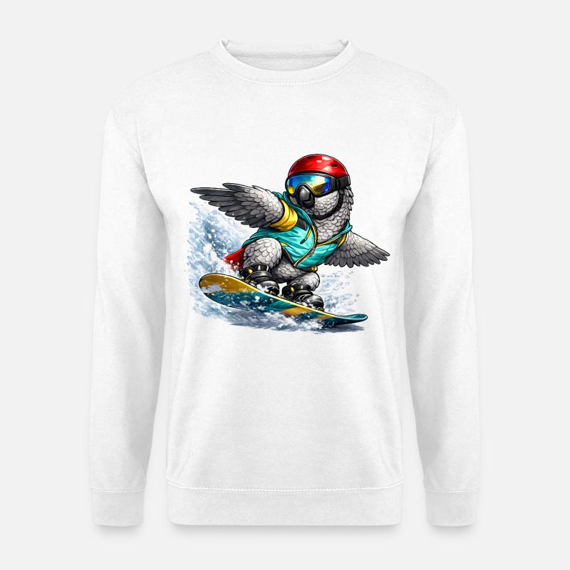 Graupapagei Snowboard - Unisex Pullover - Weiß