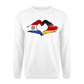 Paraguay Deutschland Flagge Herz used - Unisex Pullover - Weiß - Vorne