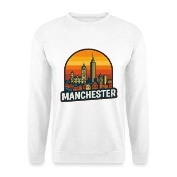 Manchester Skyline Retro Sunset Vintage Art - Sweat-shirt Unisexe - blanc - Devant