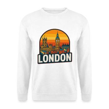 London Skyline Retro Sonnenuntergang Big Ben Design - Unisex Pullover - Weiß - Vorne