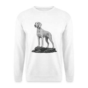 Chien Braque de Weimar sur Rocher Portrait - Sweat-shirt Unisexe - blanc - Devant
