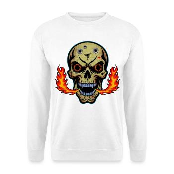 Motif de t-shirt crâne cracheur de feu. - Sweat-shirt Unisexe - blanc - Devant