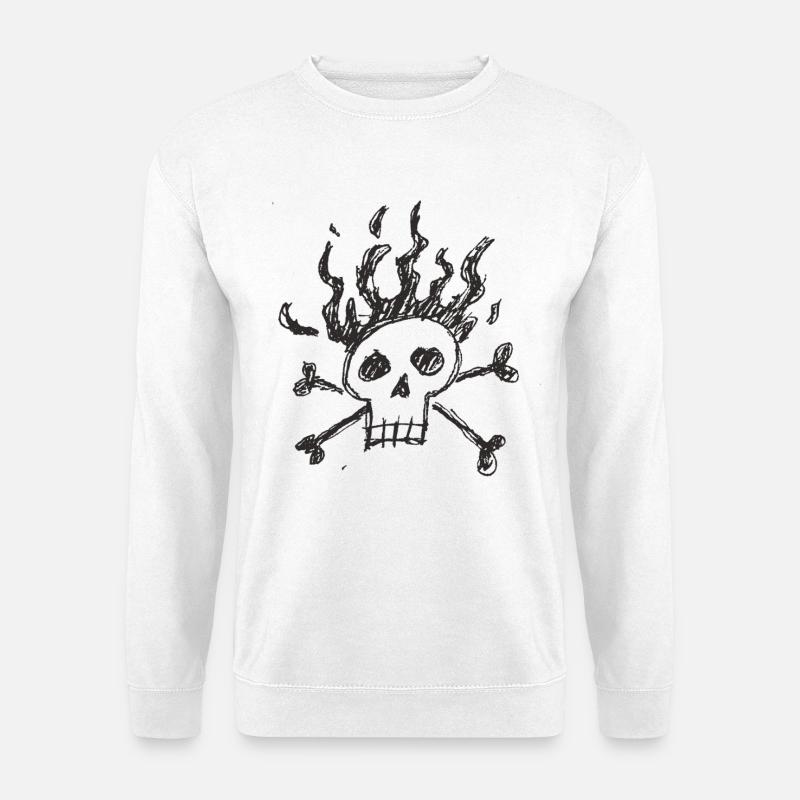 Flammen-Skull - Unisex Pullover - Weiß